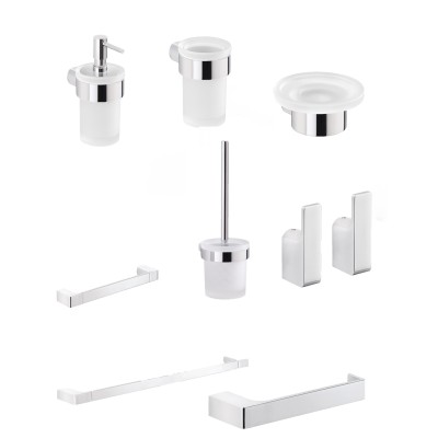 Set da 8 accessori a muro GEDY linea Pirenei cromato