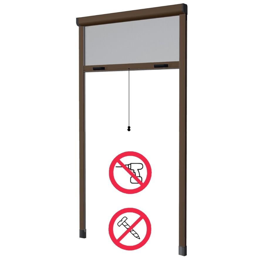 Vertikales Insektenschutzgitter 100 x 250 cm braun mit Spreizbefestigung