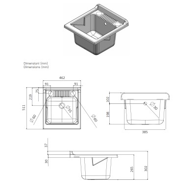 Mobile lavatoio a 1 anta in kit 45x50cm modello Garden per interni ed esterni , pratico e resistente