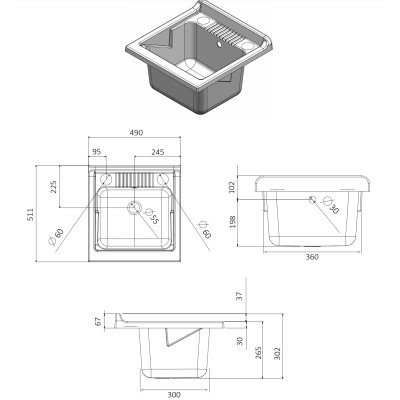 Mobile lavatoio a 1 anta in kit 50x50cm modello Garden per interni ed esterni , pratico e resistente