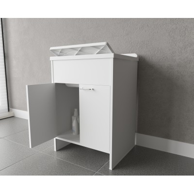 Meuble lave-mains à 2 portes en kit 60x50cm modèle Garden pour intérieur et extérieur, pratique et résistant.