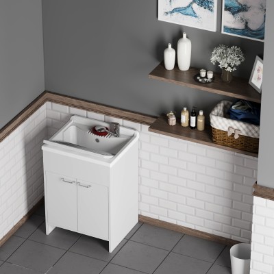 2-door laundry cabinet in kit 60x60cm Garden model for indoor and outdoor use, practical and durable.