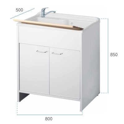 Meuble lave-mains à 2 portes en kit 80x50cm modèle Garden pour intérieur et extérieur, pratique et résistant.