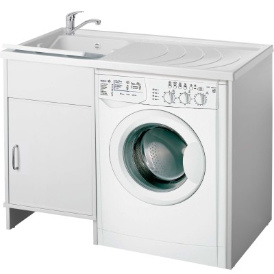 Meuble cache-lave-linge à 1 porte avec évier réversible en kit 109x60cm modèle Garden pour intérieur et extérieur