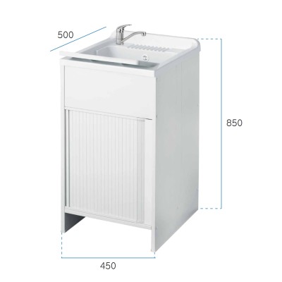 Meuble de buanderie à 1 porte en kit 45x50cm, modèle extérieur Roc, portes à volet roulant, n'occupe pas d'espace superflu