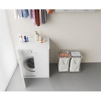 Mobile copri lavatrice in pvc in kit completo 70x60 cm modello Onda, resistente all’acqua