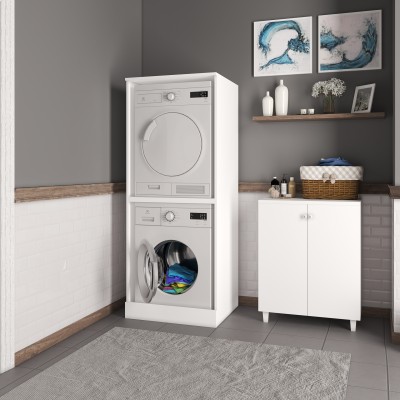 Meuble Vertical pour Lave-Linge et Sèche-Linge en Kit Modèle Double solide et résistant.