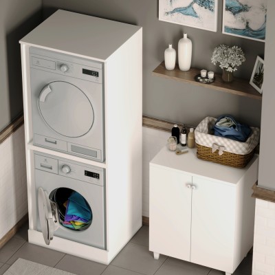 Meuble Vertical pour Lave-Linge et Sèche-Linge en Kit Modèle Double solide et résistant.