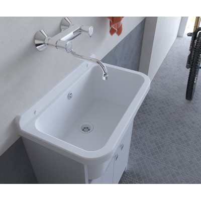 Meuble de lavabo compact à 2 portes en kit de 55x34 cm modèle Pancrazio Idéal pour les jardins et espaces extérieurs