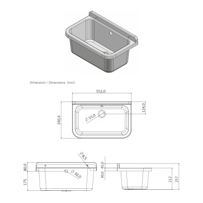 Meuble de lavabo compact à 2 portes en kit de 55x34 cm modèle Pancrazio Idéal pour les jardins et espaces extérieurs