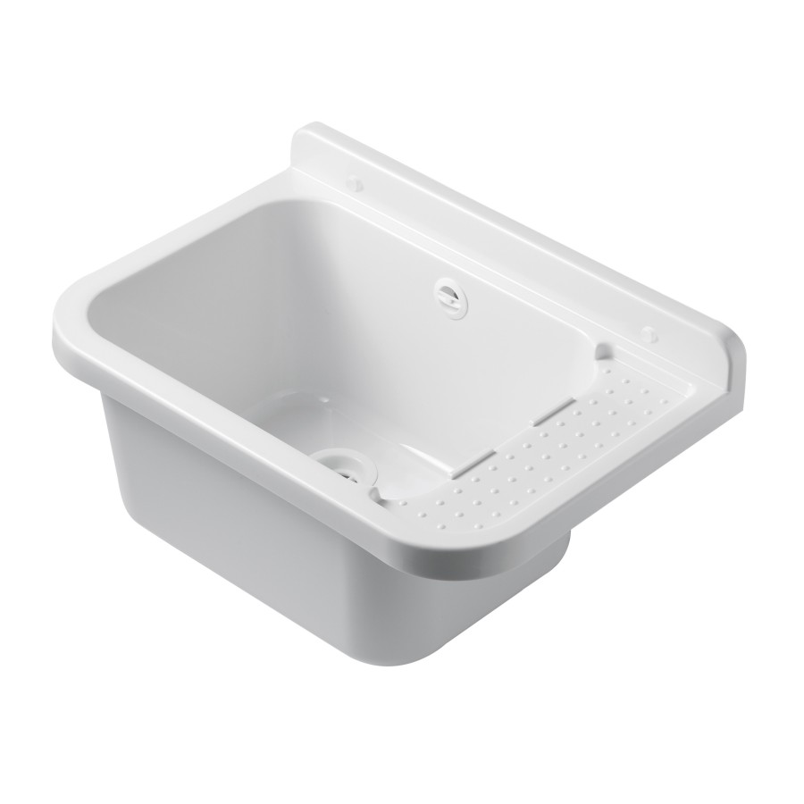 Évier Blanc 50x34x21 cm - Lavabo Durable et Compact pour Extérieur, Parfait pour Jardins et Espaces Extérieurs