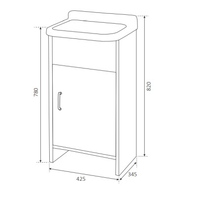 Meuble de buanderie compact à deux portes en kit 55x34 cm avec bac intégré, modèle Pancrazio