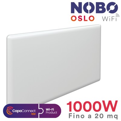 Norwegian electric radiator NOBO OSLO WiFi 1000W, perfect for rooms up to 20 m², providing uniform and eco-friendly heating.