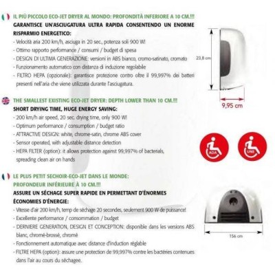 Asciugamani Elettrico 900W Vama SMARTJET MINI SF cromo satinato