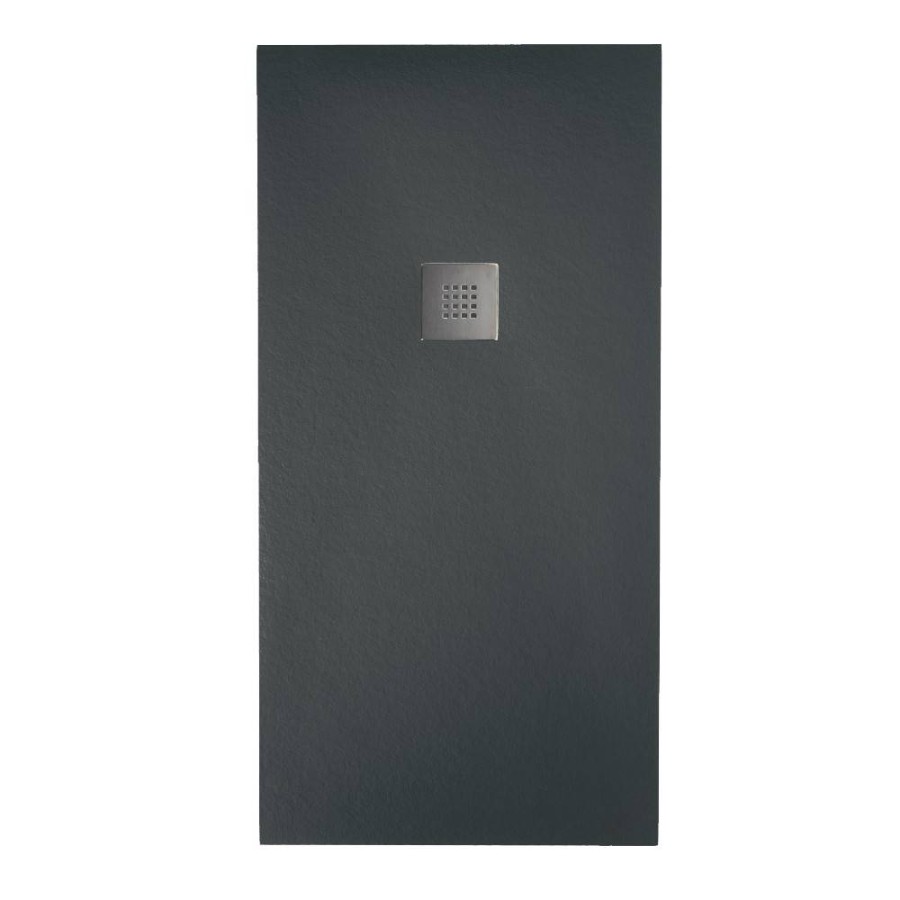 Receveur de douche effet pierre 90x100 Anthracite Marbre résine complet Vidage inclus