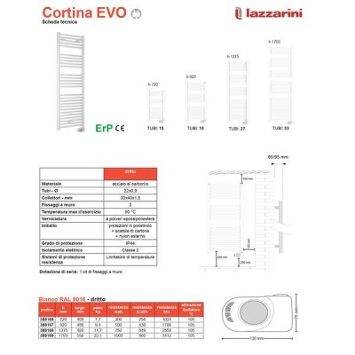 Termoarredo Lazzarini mod. Cortina EVO 1703x550 elettrico bianco